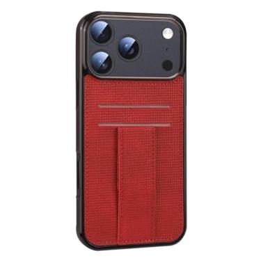 Imagem de LYJSMGZ Capa à prova de choque para iPhone 17 Pro Max/17 Pro/Air/17, compartimentos ocultos para cartão de couro, mini suporte, borda macia, capa vermelha, 17 Pro Max