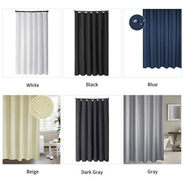 Imagem de Cortina de chuveiro Ainoli de 6 x 6 pés com 12 ilhós de metal e ganchos Cortinas de banho sólidas à prova d'água Cortinas de banheiro decorativas Waffle Weave Cortina de banheira (Azul)