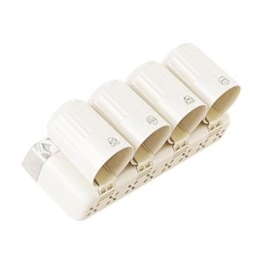 Imagem de Fafeicy Suporte de Escova de Dentes para Banheiro, Montado na Parede Sem Fita Adesiva de Perfuração, 4 Slots para Escova de Dentes e Ranhura para Pasta de Dente, para (Branco Creme e Transparente)