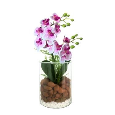 Imagem de Planta Artificial Arranjo de Orquídeas Vaso Solitário Decoração(Lilás)