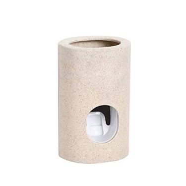 Imagem de Aperte-dentifrício Automático de Palha Trigo Suporte Dispenser Simples Parede Artigos Domésticos Fácil Usar Conveniente Ecológico Sem Contato Ferramen