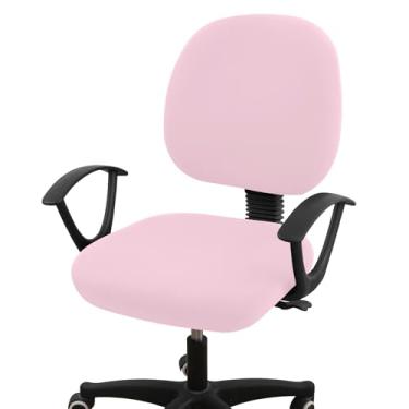 Imagem de Smiry Capas de cadeira de escritório impressas com elasticidade, capa universal lavável removível para cadeira rotativa, capa para assento + encosto - rosa