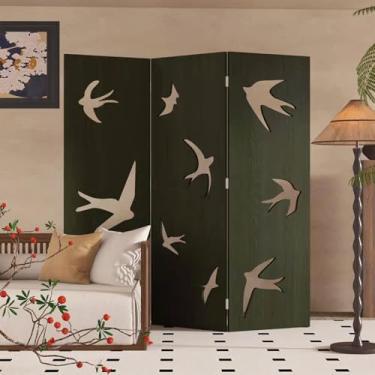 Imagem de Divisor de quarto, 3 painéis, tela de privacidade de madeira, divisória dobrável, divisória independente, tela de privacidade multifuncional para quarto de escritório em casa (altura 2 m/6,56 pés, D)