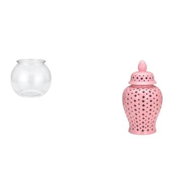 Imagem de Whtkoph Vaso Transparente para Aquário Pequeno, Ornamento Redondo para Peixes Pequenos, Tigela para Aquário, Decoração de Mesa, Escritório E Casa, Jarro