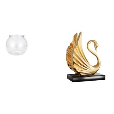 Imagem de Whtkoph Ornamento Transparente de Cisne para Aquário, Tanque de Peixes, Tigela, Vaso, Mesa, Obra de Arte Moderna, Escultura de Animal para Escritório, Casa, S