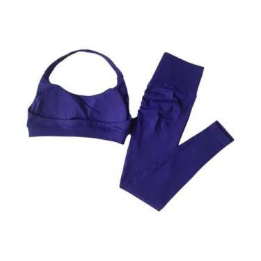Imagem de Conjunto De Yoga Feminino De Cintura Alta Com Sutiãs De Fitness Para C