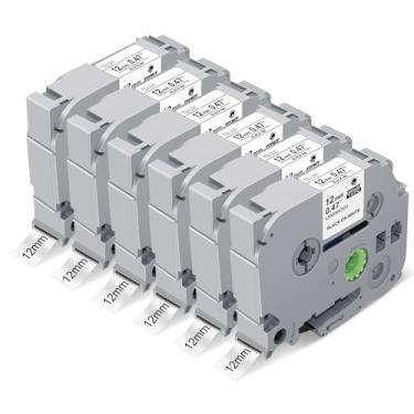 Imagem de Pacote com 6 fitas adesivas Brother P Touch para P Touch PT-D220 PTD220 220,12 mm fita branca laminada TZe-231,1/5.1 cm preto sobre branco, para PTD200 PTD210 PTH103w PTH100 PTD400