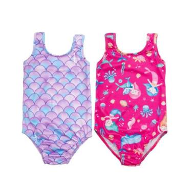 Imagem de Kit 2 Maiôs Malha Uv Menina Infantil Praia Piscina - Fofotinhos, Serei