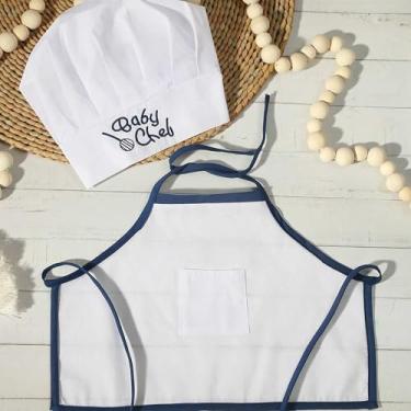 Imagem de Ylsteed Conjunto para fotografia de recém-nascidos, meninas, meninos, chef, fantasia de sessão de fotos para bebês, adereços para fotografia de bebê, avental de chapéu de chef, conjunto de avental