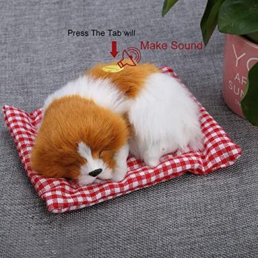 Imagem de aqxreight Adorável Crianças Brinquedos de Pelúcia Simulação Animal Boneca Pelúcia Cães Dormindo Com Som Preto Branco Almofada Cão Cão Vara o e Ele e Algodão como Macia Real Simulação Animal (Huang