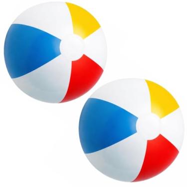 Imagem de Kit 2 Bolas de Praia e Piscina Multicolorida 50 cm Inflável PVC Resistente Para Adultos e Crianças