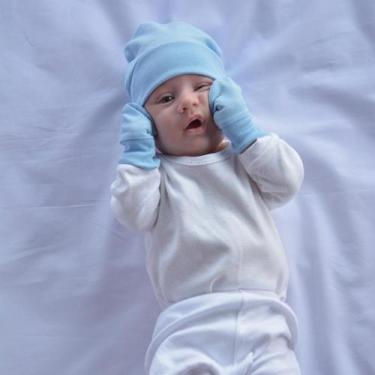 Imagem de Kit Touca e Luvas para Recém Nascido Bublim, Azul