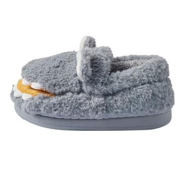 Imagem de Chinelos femininos com brinquedos de dinossauro 3D, estilo casal, engraçados, bonitos, chinelos quentes para uso interno, Cinza, 35