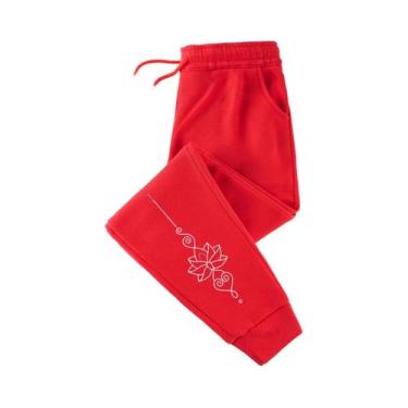 Imagem de Calças Jogger De Inverno Femininas Em Fleece Com Estampa De Lótus, Cal