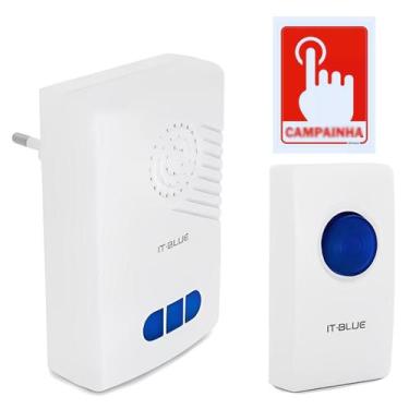 Imagem de Campainha Sem Fio 50 metros Com Placa Sinalizadora 32 toques - It Blue