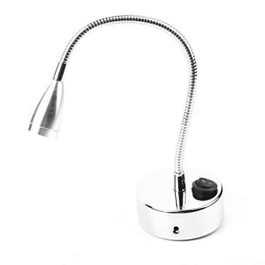 Imagem de EVGATSAUTO Lâmpada de Parede LED 3W 85-265V Moderna Prata Flexível Pescoço de Ganso Luz de Leitura Com ângulo Ajustável para Quarto, Escritório, Sala de Estudo, Dormitório (Com interruptor Branco