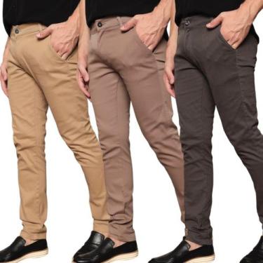 Imagem de Calça Social Masculina Sarja Slim Fit C Lycra - Mitchelgutto, Preto, 4