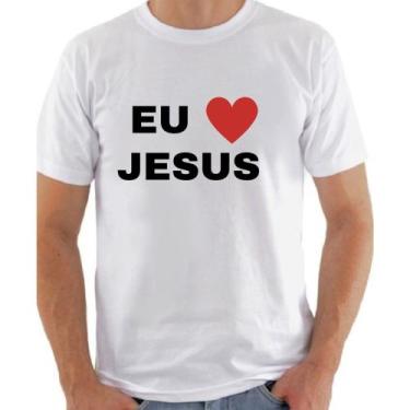 Imagem de Camiseta Masculina Eu Amo Jesus Frase da Moda - Use Argumento, Branco,
