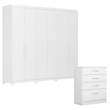 Imagem de Cômoda Astral e Guarda Roupa Casal Venice 62580PE Branco Brilho com PÃ:copyright:s - Demóbile