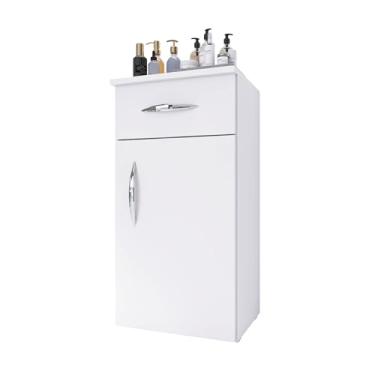 Imagem de Armário Multiuso com Gaveta e Porta, Branco, Organizador para Banheiro Ou Cozinha, Prateleiras Internas