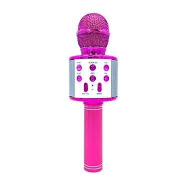 Imagem de Microfone Sem Fio para Gravação de Canto com Luzes LED Microfones Portáteis BT Karaoke Player KTV Doméstico Festa em Casa 5 Sons Variáveis Redução Ruí