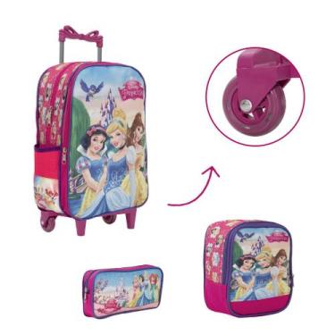 Imagem de Kit Mochila Bolsa Escolar Menina Princesas Rodinha Barata - TOYS 2U