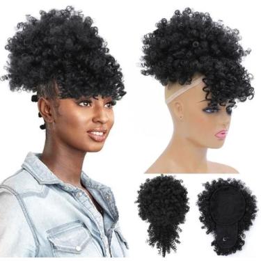 Imagem de Aplique Rabo de Cavalo Afro Puff Encaracolado Com Franja - D&D Comerce