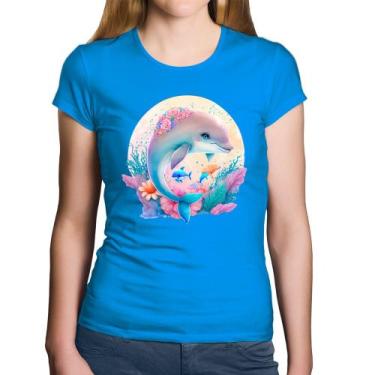 Imagem de Baby Look Algodão Golfinho Fofo - Foca na Moda, Azul, M