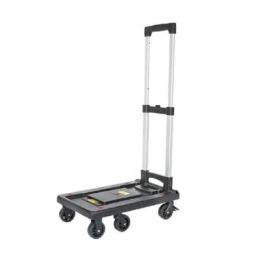 Imagem de Carrinho de carga dobrável portátil - Carrinho de bagagem azul leve, carrinho de compras compacto para transporte fácil, ideal para transportadores, tarefas e uso diário, design resistente