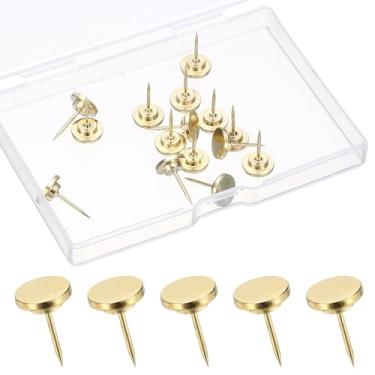 Imagem de PATIKIL 15 peças de pinos planos, tachas metálicas douradas, tachinhas de polegar para quadro de avisos, quadro de cortiça, mapas de parede, caixa de sombra, exibição de imagens, artesanato