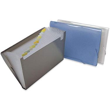 Imagem de Pasta Sanfonada Plastica A4 12 Divisoes Azul - 01 Unidade Polibras, Azul
