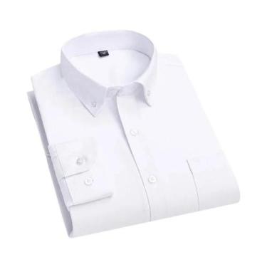 Imagem de Camisa Social Masculina De Manga Longa 100% Algodão, Estampa Xadrez Ox