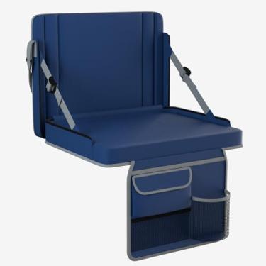 Imagem de Assentos de estádio com suporte para as costas, 1 pacote de cadeiras de arquibancada ajustáveis com encosto e assento almofadado com suporte para copos, alça de transporte e alça de ombro para eventos