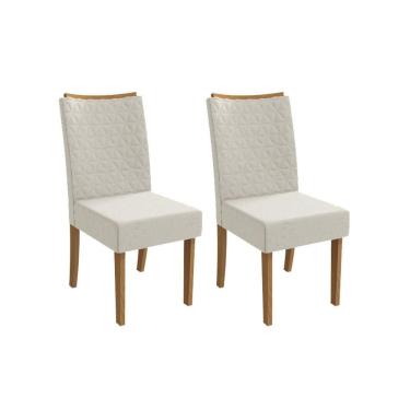 Imagem de Cadeira Sala De Jantar Rosa 2cad129 Madeirado Kit 2 Un Canela/linho Bege Caqui - Kappesberg