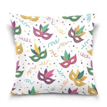 Imagem de Blueangle Capas de almofada de máscara de carnaval - 50 x 50 cm, decoração de férias de fazenda para sofá de casa (328)