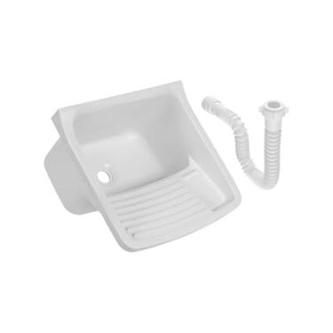 Imagem de Tanque 40L Astra Branco Kit Instalação Completo Válvula e Sifão Pia Lavanderia Lava Roupa Reforçado