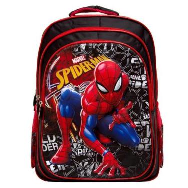 Imagem de Mochila Masculina Infantil Costa Spider Man Preta E Vermelha - Toys 2U