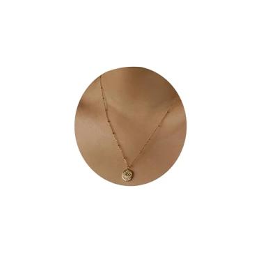 Imagem de Caenyo Colar de olho turco de ouro, banhado a ouro 14 K delicado solitário minimalista diamante olho turco colar simples para mulheres meninas joias de ouro presentes, Latão, Sem Pedra Preciosa