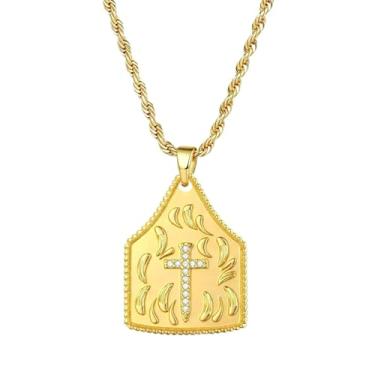 Imagem de JKEIO Colar de cruz grossa Western Cowgirl para mulheres e homens, colar com pingente de fé de caubói personalizado, joia de Dia dos Namorados, presente de ano novo, Large, Metal, Sem Pedra Preciosa