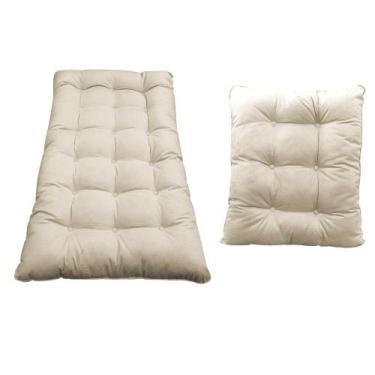 Imagem de Kit Almofadas para Poltrona e Puff Costela Corano Bege - Doce Sonho Mó
