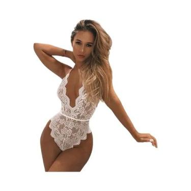 Imagem de Conjunto De Lingerie Feminina Sensual De Renda Floral E Rede Transpare