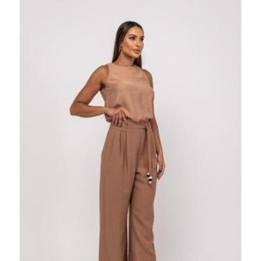 Imagem de Calça Salvatore Fashion Alfaiataria Wide Leg Faixa Feminina-Feminino