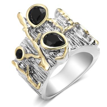 Imagem de Mytys Anéis femininos de ouro e prata entrelaçados com design entrelaçado banhado a ouro 18 K joia presente, Sem pedra preciosa