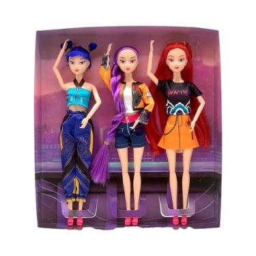 Imagem de Boneca KPOP Demon Hunters Rumi Mira Zoey De 30cm Com Roupas E Sapatos,