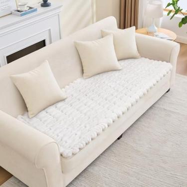Imagem de Taque Capa de sofá para cães, antiderrapante e felpuda para sofá, compatível com animais de estimação, capas de sofá macias e grossas (branca, 70 x 180 cm)