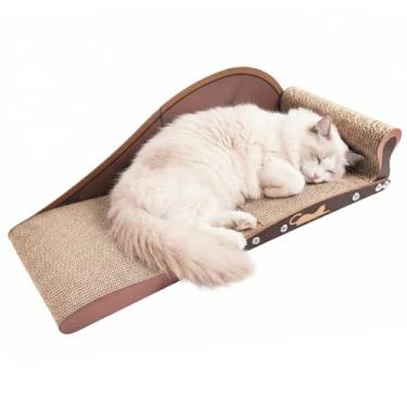 Imagem de Arranhador de sofá extra grande para gatos de 66 cm, tábua de arranhar de papelão durável para gatos internos, espreguiçadeira GG e protetor de móveis para cama de arranhão