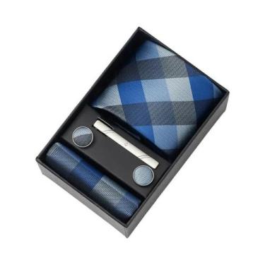 Imagem de Conjunto De Gravata, Abotoaduras E Lenço De Bolso Quadrado Dourado Pai