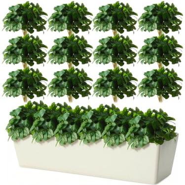 Imagem de Hotop 12 hastes de vegetação artificial, ramos falsos de eucalipto, flor de chá de seda, hastes de vegetação de toque real, arbustos artificiais, plantas, folhas falsas de eucalipto, para encher vasos