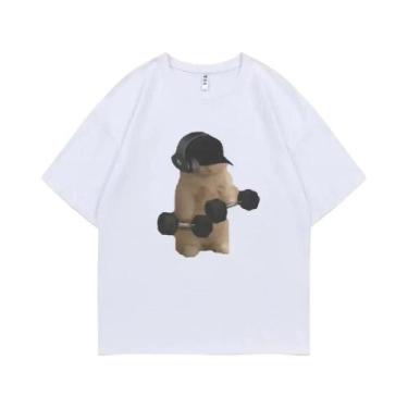 Imagem de Camiseta Feminina Engraçada Com Estampa De Meme De Gato Para Academia,