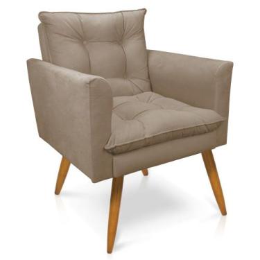 Imagem de Poltrona Tais Suede Pés Palito Castanho - D'Rossi - DRossi, Marrom Rat